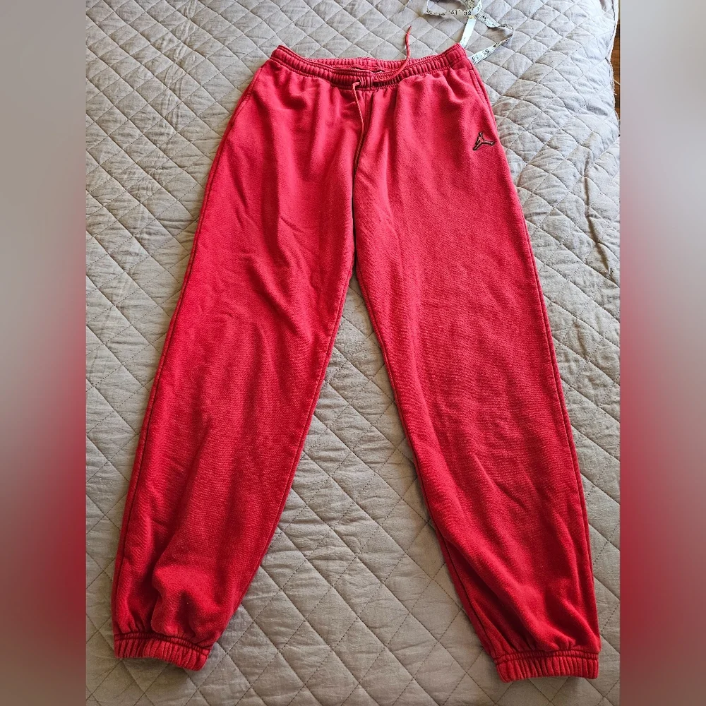 Jordan Red Cotton Loose Fit‎ Casual Sporty Outdoor Track Jogger Pants Sz M